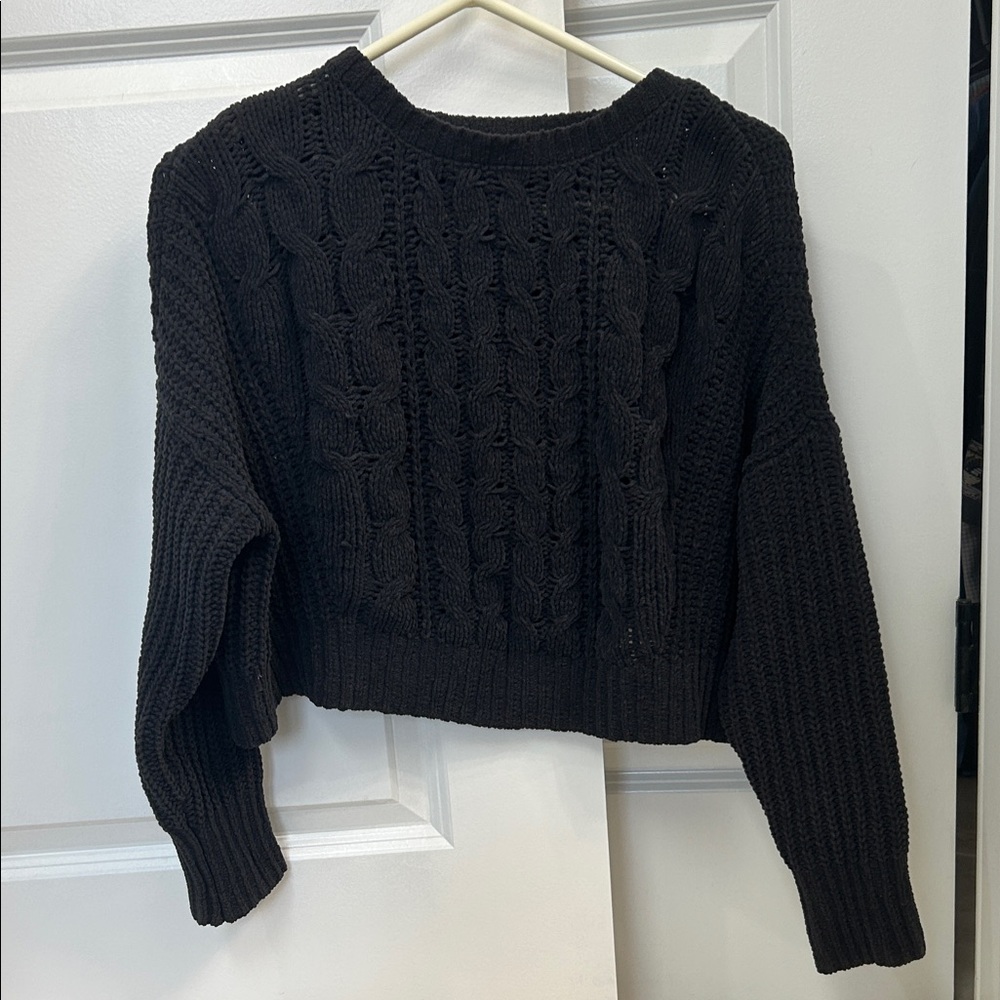 Charcoal Cropped Knit Women's Sweater